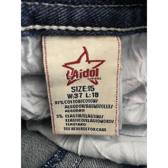 LA Idol Mid Rise Capri Jeans Rhinestone Embroidered Women’s Junior’s Sz 15 - Picture 4 of 7